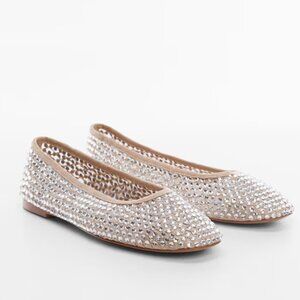 Never worn Mango rhinestone ballet flats size 7